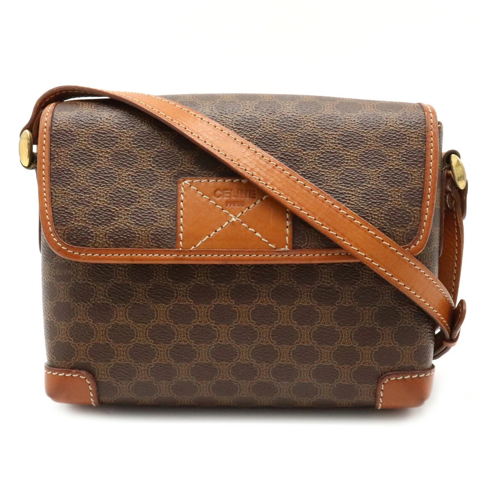 Celine Macadam Crossbody leather dark brown